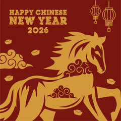 Lunar New Year 2026. year of the horse illustration vector