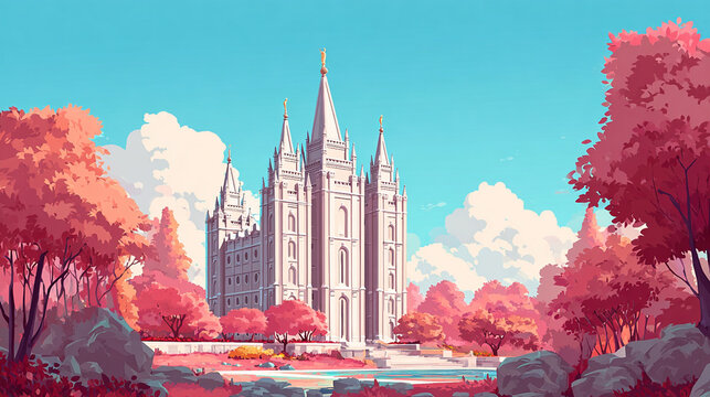 The mormon temple illustration for LDS