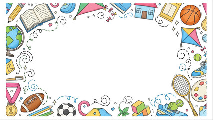 Fototapeta premium Colorful Education And Sports Frame Vector Illustration