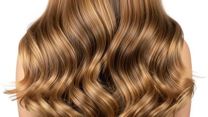 Fototapeta premium Close-up view of wavy blonde hair cascading down a person's back in a relaxed hairstyle