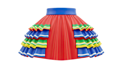 Colorful Ruffled Skirt with Horizontal Stripes