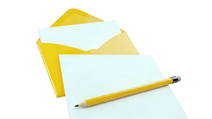 Yellow Envelope, Blank Paper, and Pencil