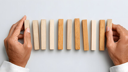 Business Roadmap Concept with Hands Arranging Wooden Blocks