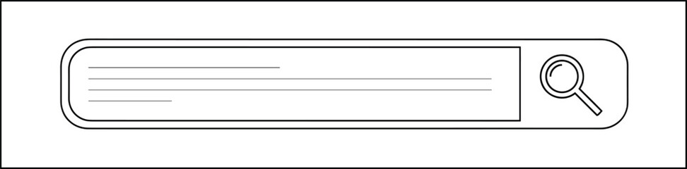Obraz premium Minimal search bar interface illustration with magnifying glass icon representing web search, user interface design, and outline vector style