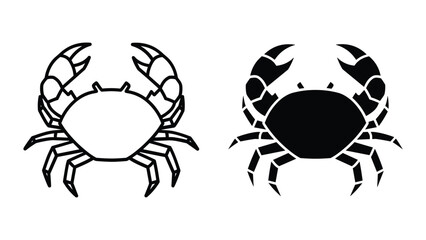 Obraz premium Crab icon set with white and black fill