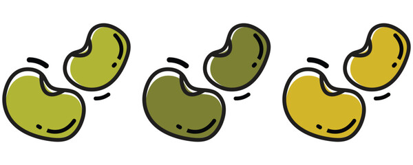 Food beans icon vector set, green beans icons, beans icon in trendy flat style illustration isolated on white background.