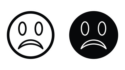 Fototapeta premium Sad face emoji in black and white