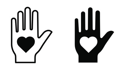 Fototapeta premium Hand holding heart symbol in black and white