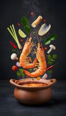 Tom Yum Soup Ingredients Floating