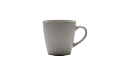 Gray ceramic coffee mug isolated on transparent background
