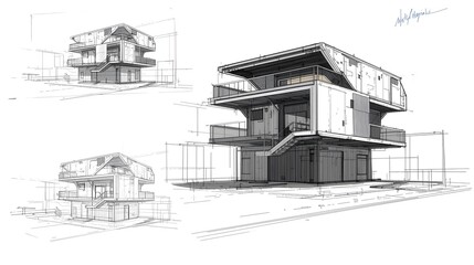 Modern Building Design Sketches