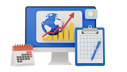 3D Business Growth and Planning Icons