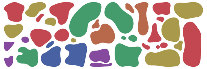 Fototapeta premium Organic fluid shape collection with rounded wavy forms and minimalist abstract doodle design