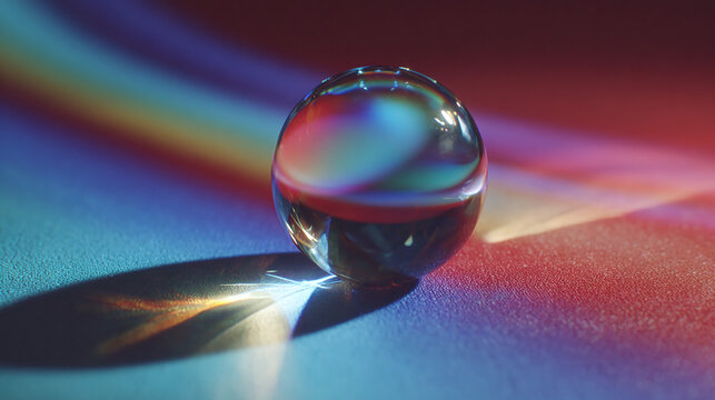 A crystal sphere refracting a spectrum of light, creating a stunning display of colors