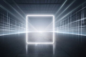 Abstrakte wei&szlig;e quadratische Form mit futuristischem Konzept-Hintergrund