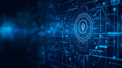 Obraz premium Abstract technology and digital background featuring blue binary code and futuristic circuit lines in a network pattern for a modern data science backdrop