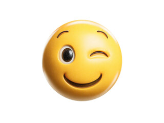 Fototapeta premium Yellow smiley face emoji winking with a happy expression image