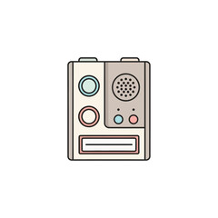 Obraz premium Minimalist Illustration of a Vintage Walkie Talkie Device for Communication Devices