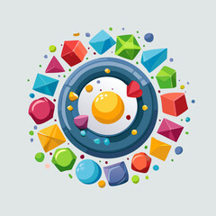 Fototapeta premium Vibrant colorful gems and jewels in a circular pattern