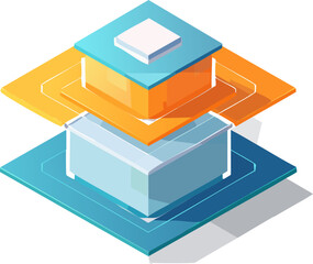 Modern 3D isometric blocks in vibrant colors stacked high