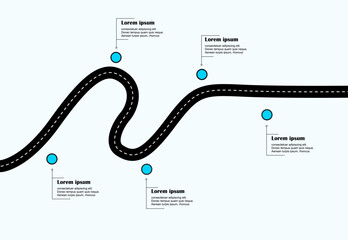 business roadmap timeline infographic with 5 steps for presentation.