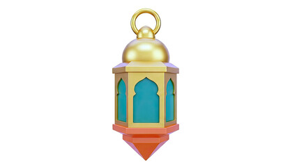 Obraz premium Traditional Islamic Lantern with Gold, Green, and Orange Accents
