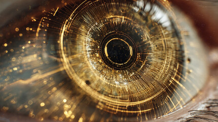Close-up view of an artificial eye with high-tech circuitry displayed in detail