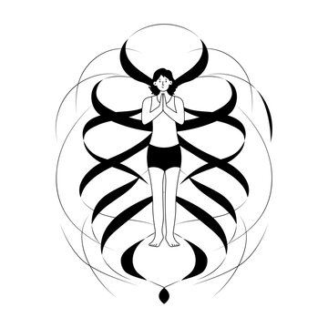 An illustration of corpse pose designed in doodle style