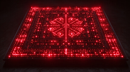 Illuminated Red Grid Design Display