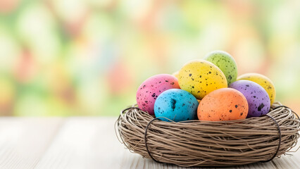 Fototapeta premium Colorful easter eggs in a nest