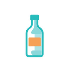 Flat vector icon of a bottle with orange label.