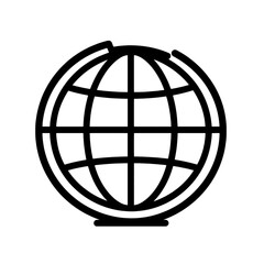 Obraz premium Line icon of a globe with network lines.