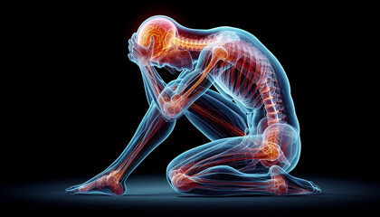 3D illustration anatomy of a headache