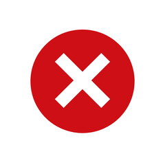 Obraz premium Red Circle With White X Icon.