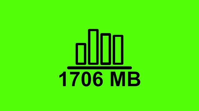 Data Analysis Icon: A data analysis icon illustrates the amount of data 1706 MB against a vibrant green backdrop, symbolizing the world of data measurement.