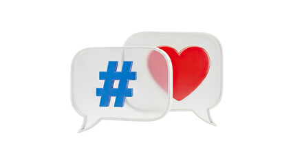 Hashtag and Heart in Speech Bubbles