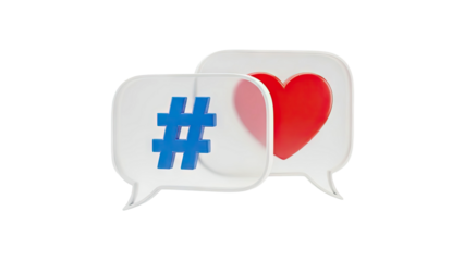 Hashtag and Heart in Speech Bubbles