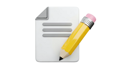 3D Icon: Document and Pencil