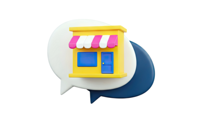 3D Store Icon on Chat Bubbles