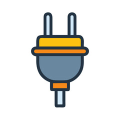 Obraz premium Simple flat icon of an electrical plug on black