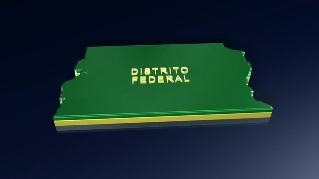 Distrito Federal or Federal District State 3D Map of Brazil in Animation