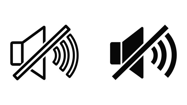Mute speaker icon set on white background