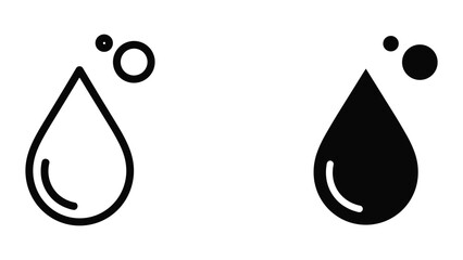 Oil drop icon set with bubbles