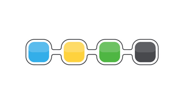 Colorful Progress Bar Icons with Rounded Squares and Links