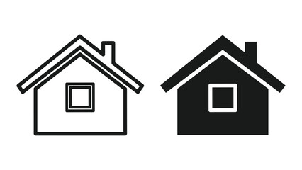 Simple house icon set with different fill styles