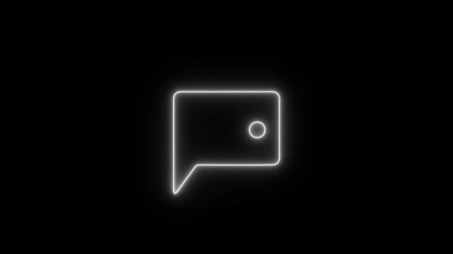 Animated neon chat bubble outline appears and displays typing dots