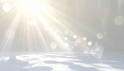 高級かあるプラチナに輝く背景に上から降り注ぐゴールドの光と丸ボケがキラキラと輝く幻想的なステージ背景