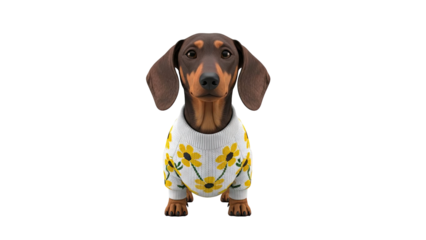 Dachshund in a Sunflower Sweater