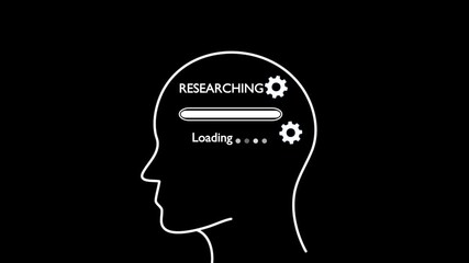Human Head Profile With Researching loading in Mind. Business creativity and Innovation concept.Creative thinking, strategic planning technology, and futuristic vision.