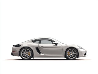 Fototapeta premium Silver Sports Coupe on a White Background